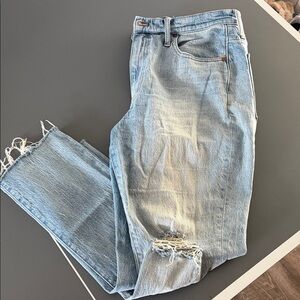 Madewell Light Blue Distressed Straight Leg Jeans